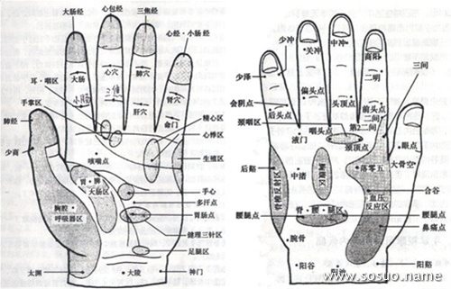 手掌穴位图,手掌按摩穴位图