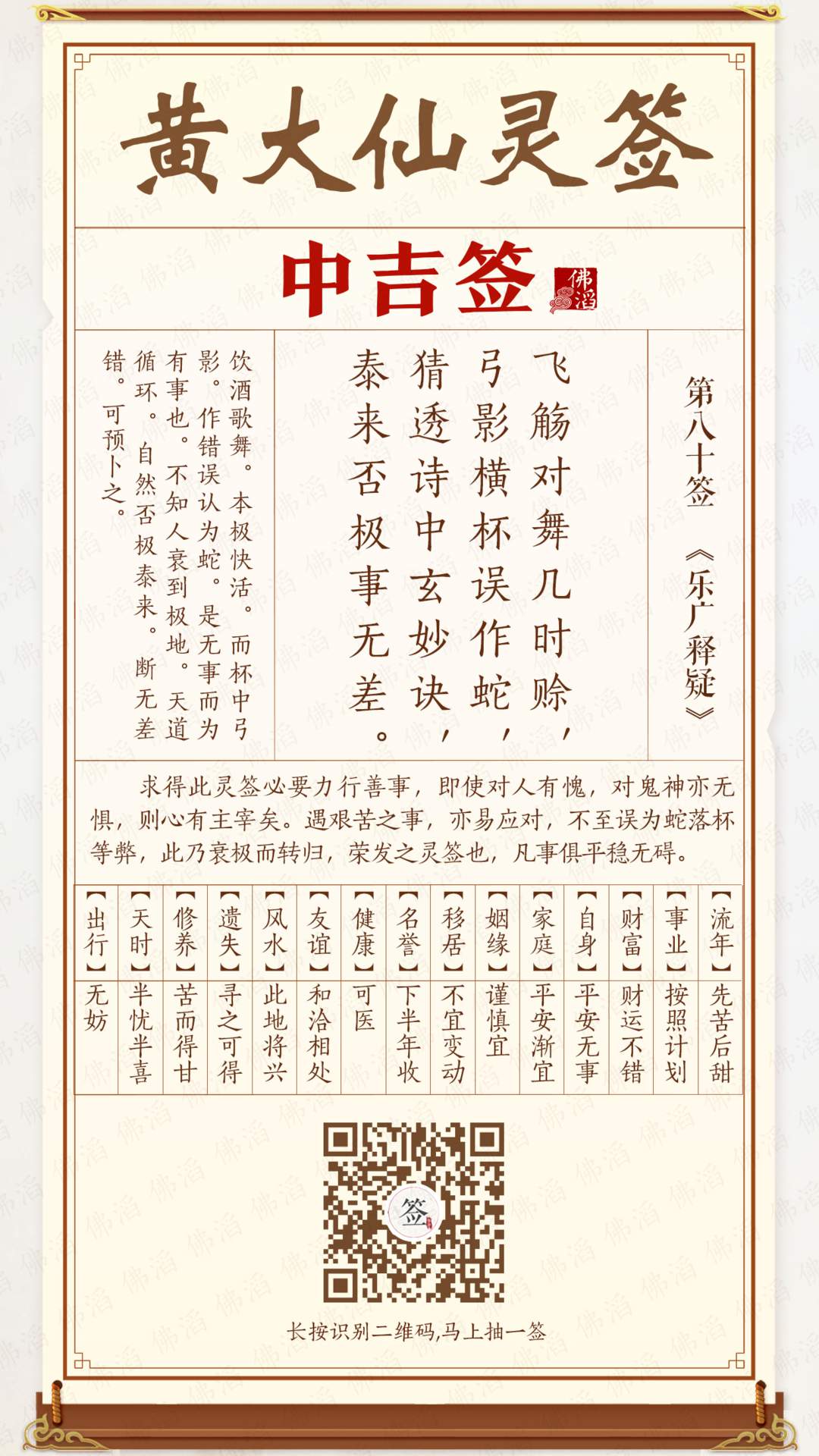 黄大仙灵签第80签 黄大仙灵签第80签
