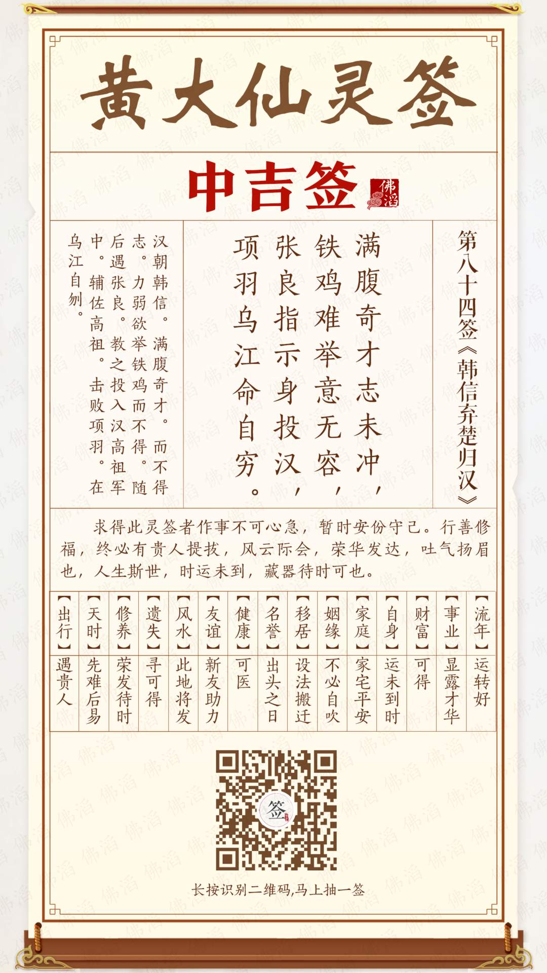 黄大仙灵签第84签 黄大仙灵签第84签