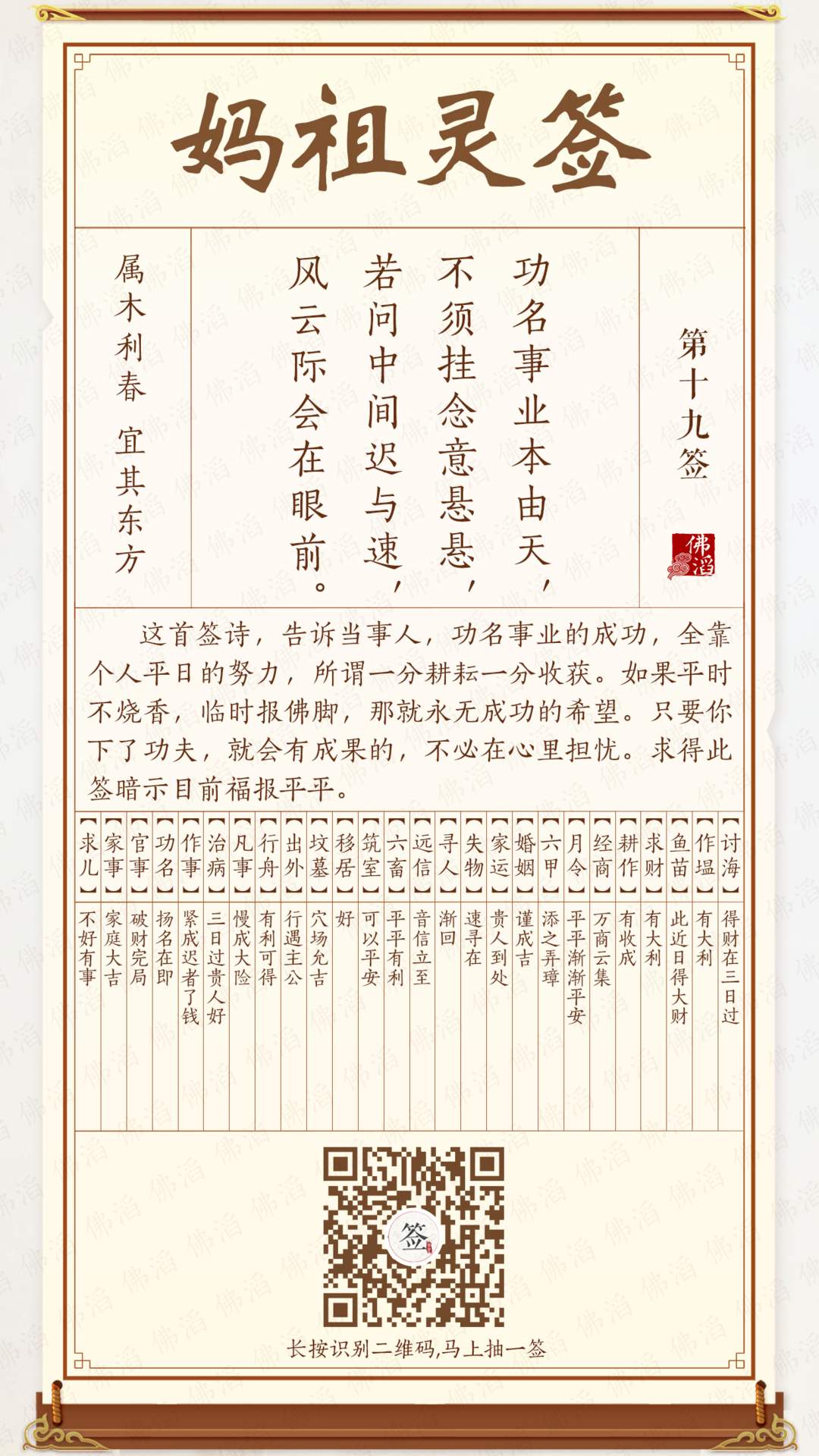 妈祖灵签第19签 妈祖灵签第19签