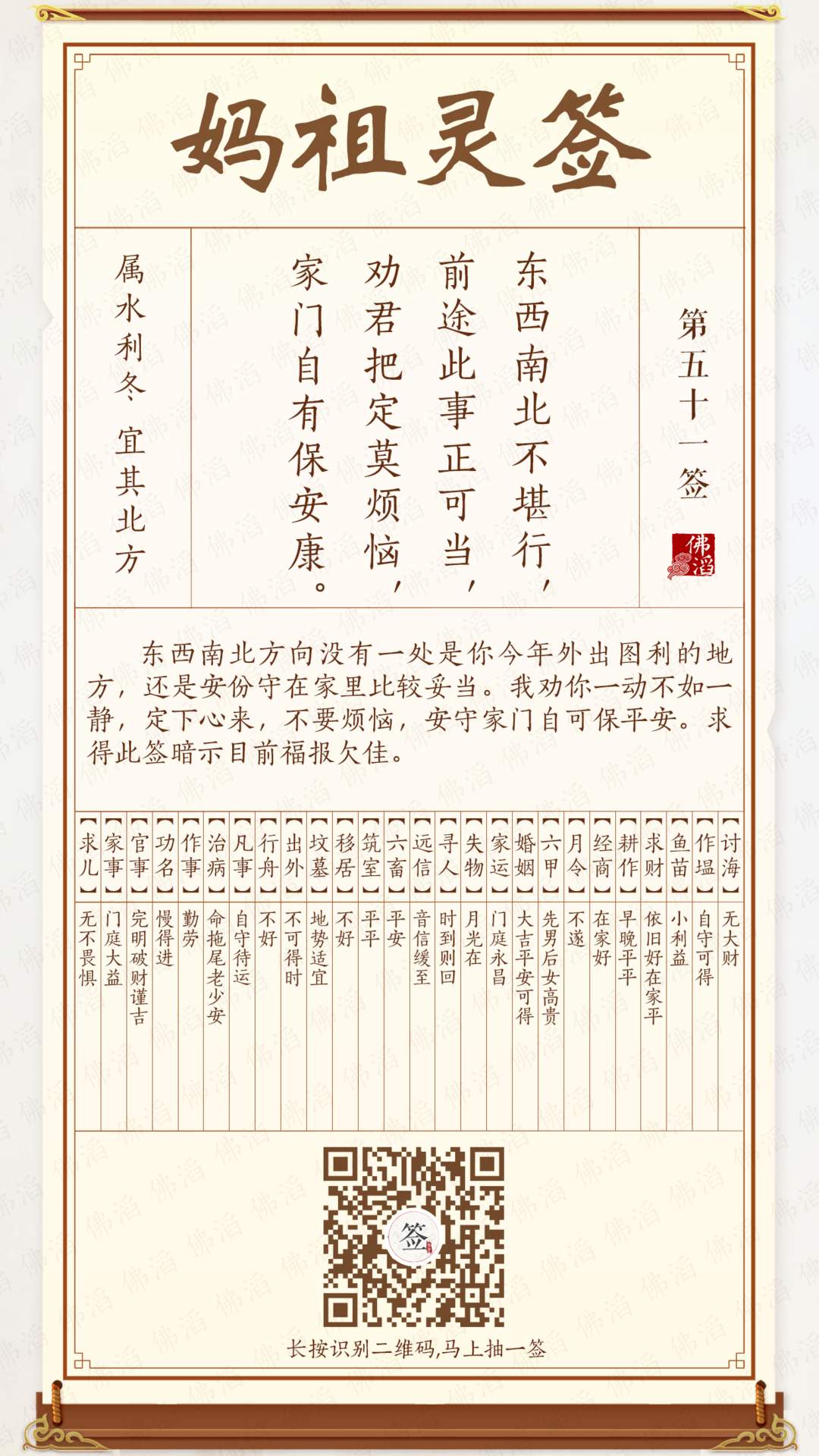 妈祖灵签第51签 妈祖灵签第51签