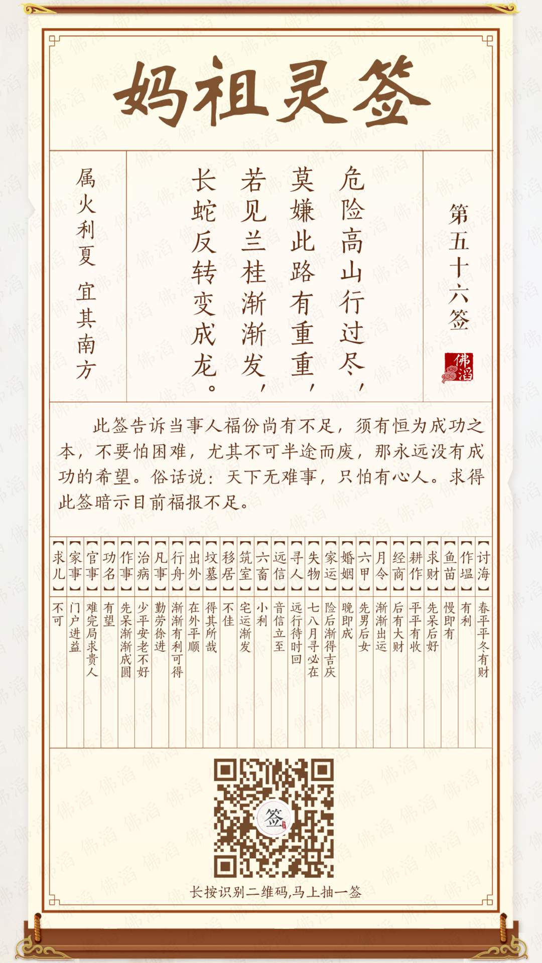 妈祖灵签第56签 妈祖灵签第56签