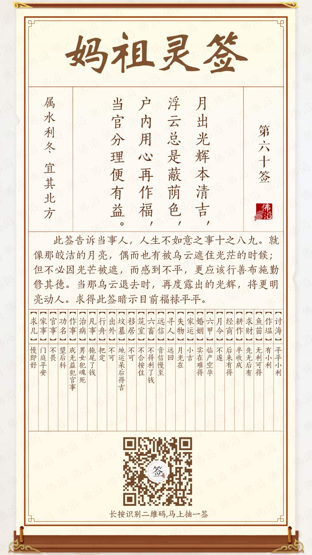 妈祖灵签第60签 妈祖灵签第60签